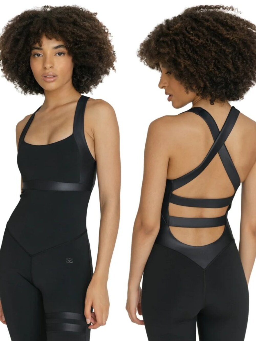 TOPISSIMA Nicole bodysuit Onesie yoga jumpsuit romper unitard black $223 XS